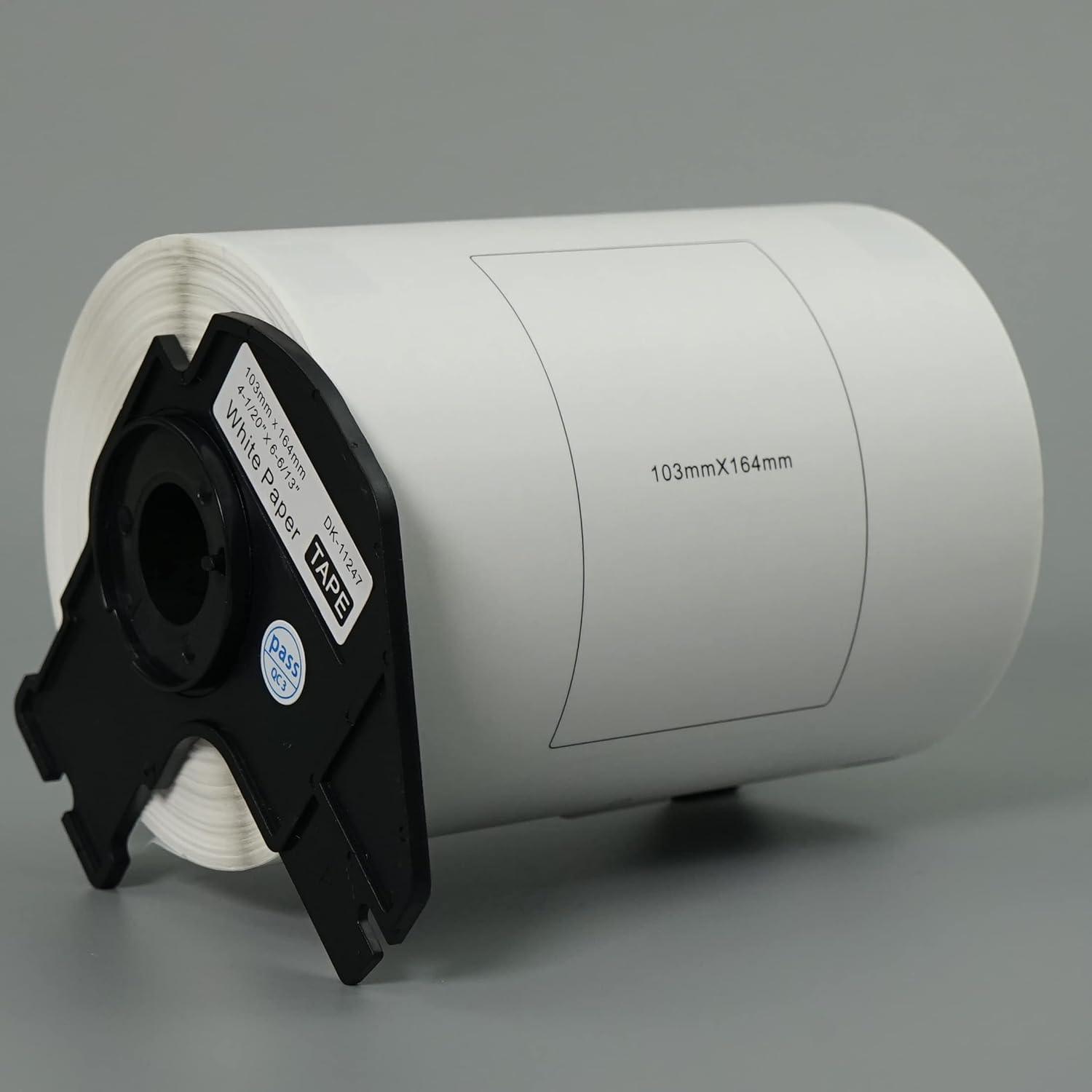 Selbstklebende Einzeletiketten DK-11247 (103 mm x 164 mm) – Schwarz auf Weiß, Kompatibel mit Brother QL-1050, QL-1050N, QL-1060N, QL-1100, QL-1110NWB - Trustkauf Arena