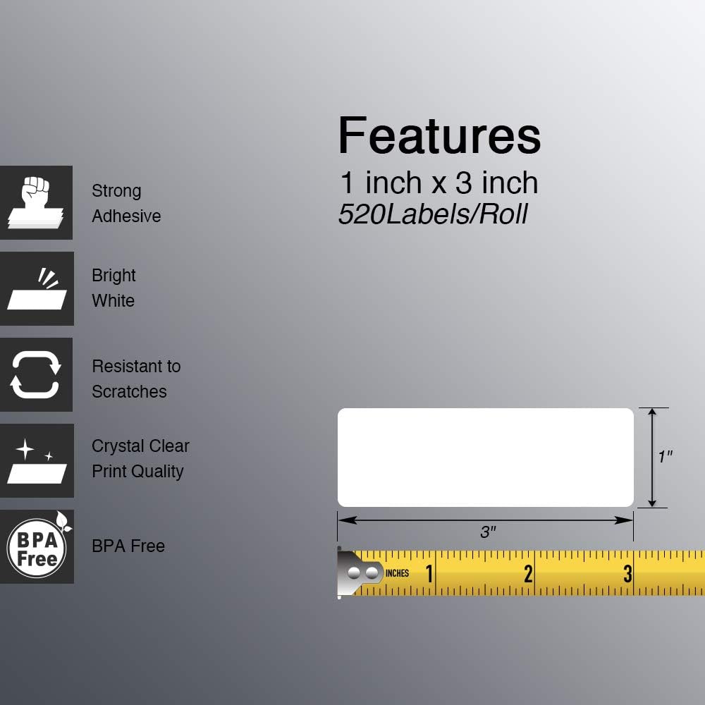 6x Thermo-Etiketten 25x76mm perforiert, 3120 Stk. – Zebra-kompatibel