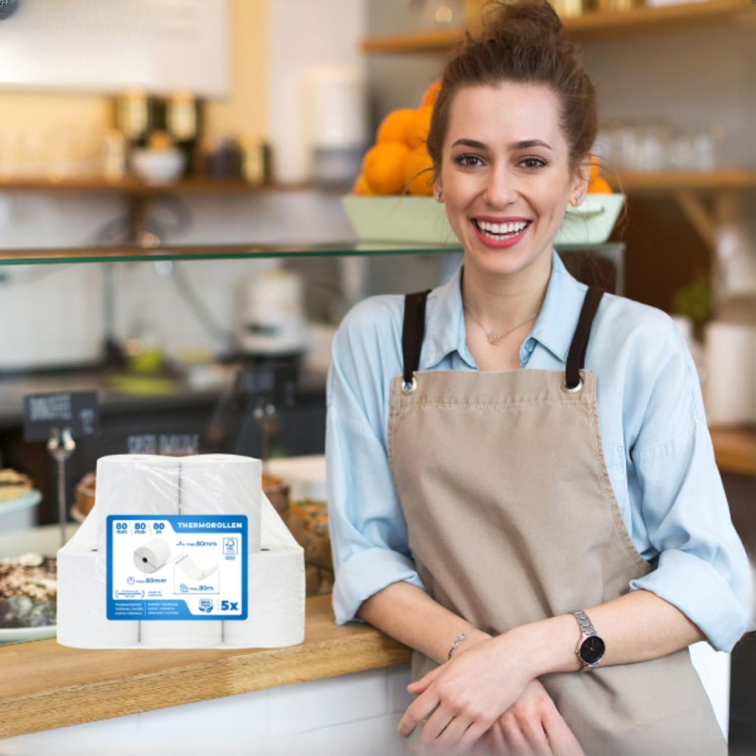 Thermorollen 80x80mm, 80m Länge, 5er Pack – BPA-frei.