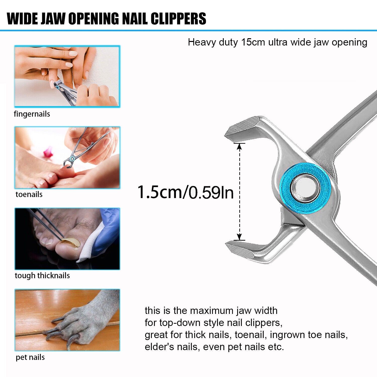 Nagelknipser für dicke Nägel -16mm Wide Kieferöffnung Nagelzwicker Nail clipper,Edelstahl Groß Fußnagelzange Zehennagelknipser Nagelzangen für Dickes Nägel Männer