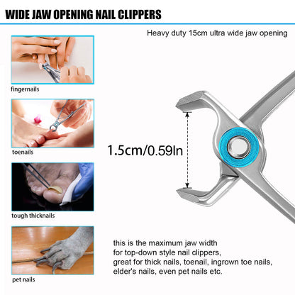 Nagelknipser für dicke Nägel -16mm Wide Kieferöffnung Nagelzwicker Nail clipper,Edelstahl Groß Fußnagelzange Zehennagelknipser Nagelzangen für Dickes Nägel Männer