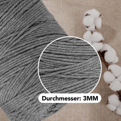 Makramee Garn Baumwolle Schnur zum - 3mm×300 m - Faden - 100% natürliche Baumwolle