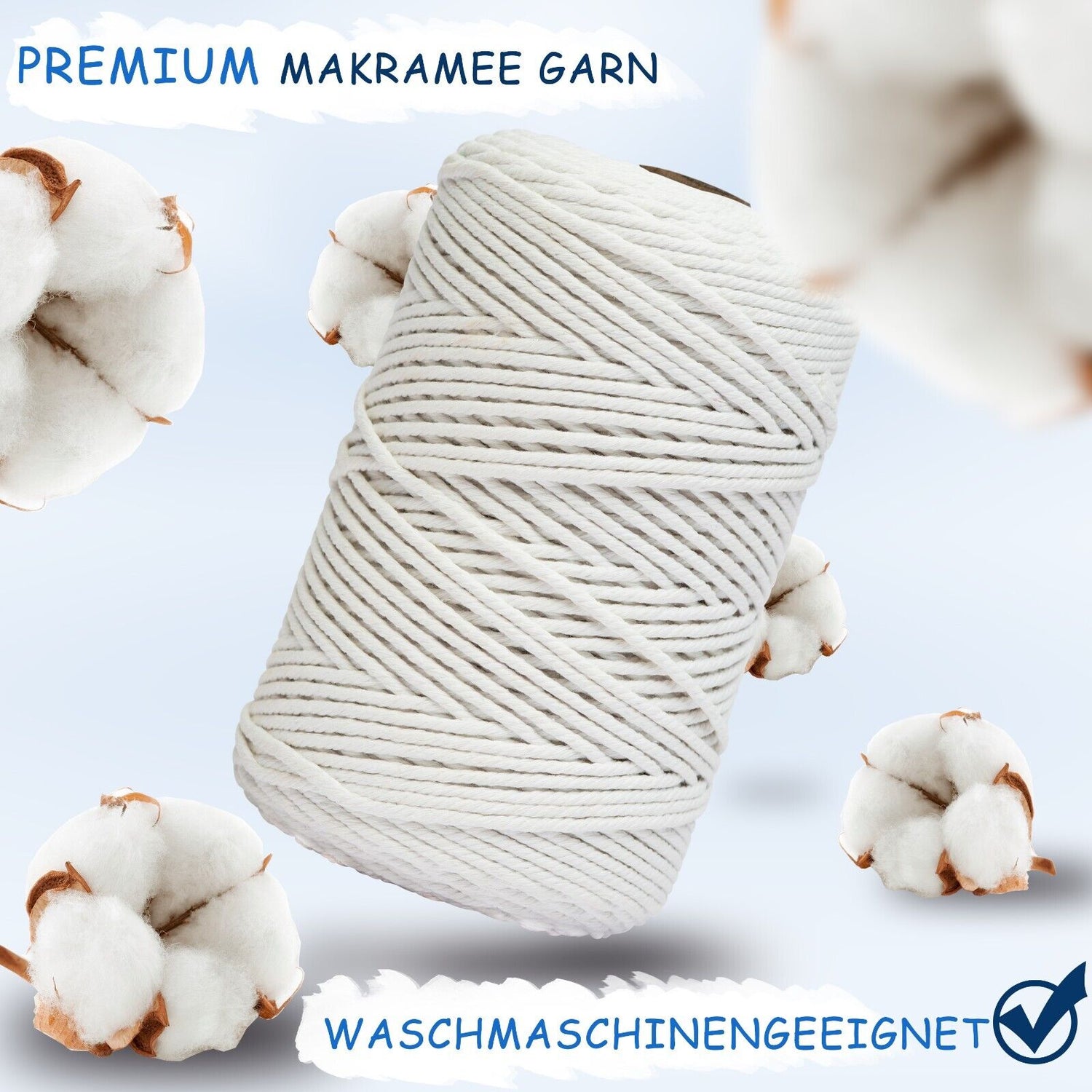 Makramee Garn Baumwolle Schnur zum - 3mm×300 m - Faden - 100% natürliche Baumwolle