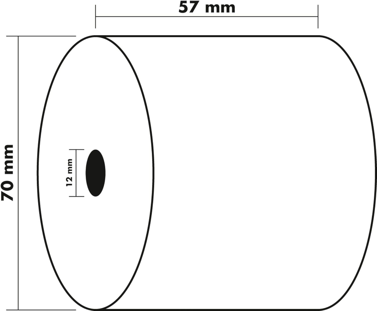 10er-Pack Kassenrollen 57mm x 30m, 12mm Kern, 60g/m² extra-weiß, holzfrei