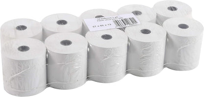 10er-Pack Kassenrollen 57mm x 30m, 12mm Kern, 60g/m² extra-weiß, holzfrei