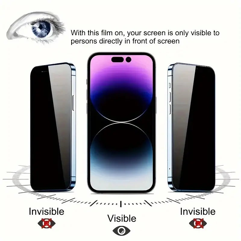 Antispy Displayschutzglas Sichtschutz 9H Panzerfolie für iPhone 15 , 15 pro ,15 Pro max Anti-Spy Blasenfrei