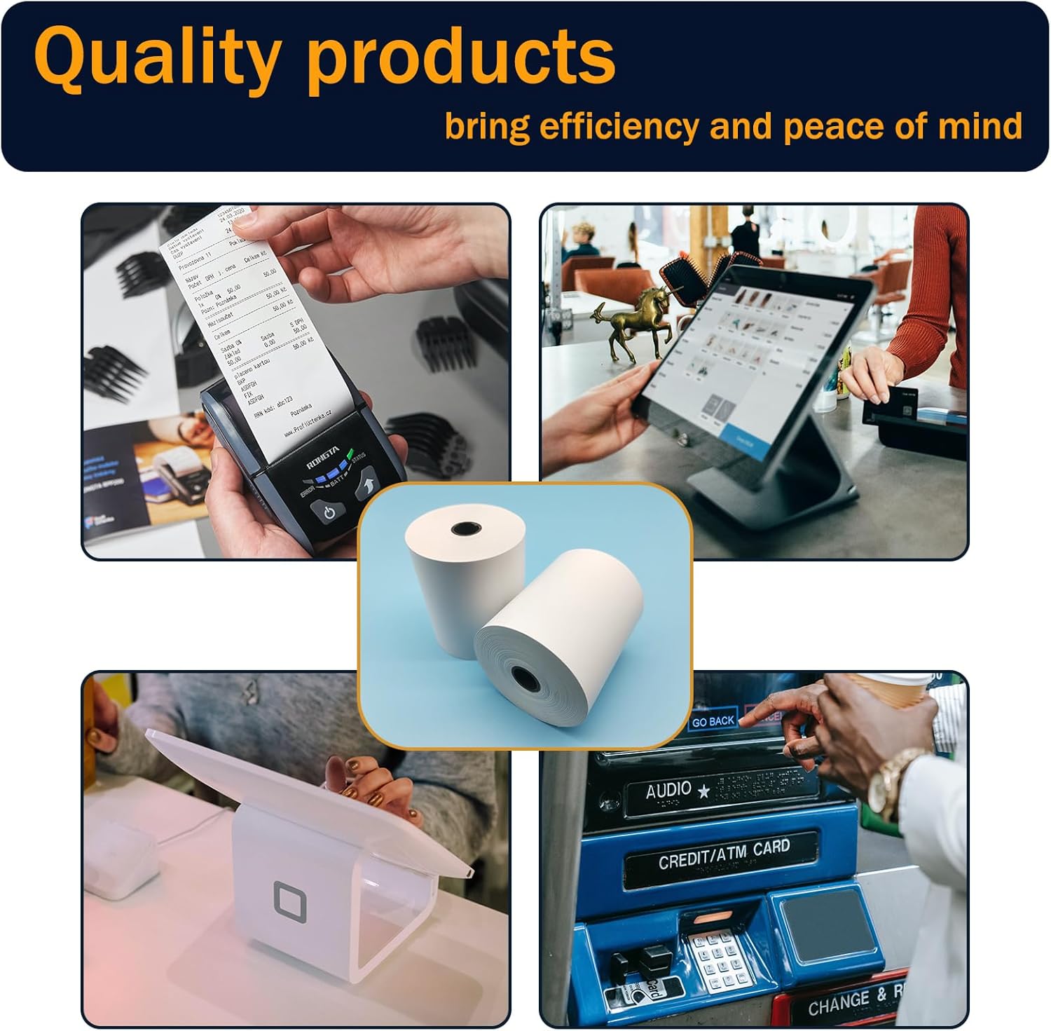 50 Ec-Cash Thermorollen 57x40x12mm – BPA-freie Bonrollen im Karton."