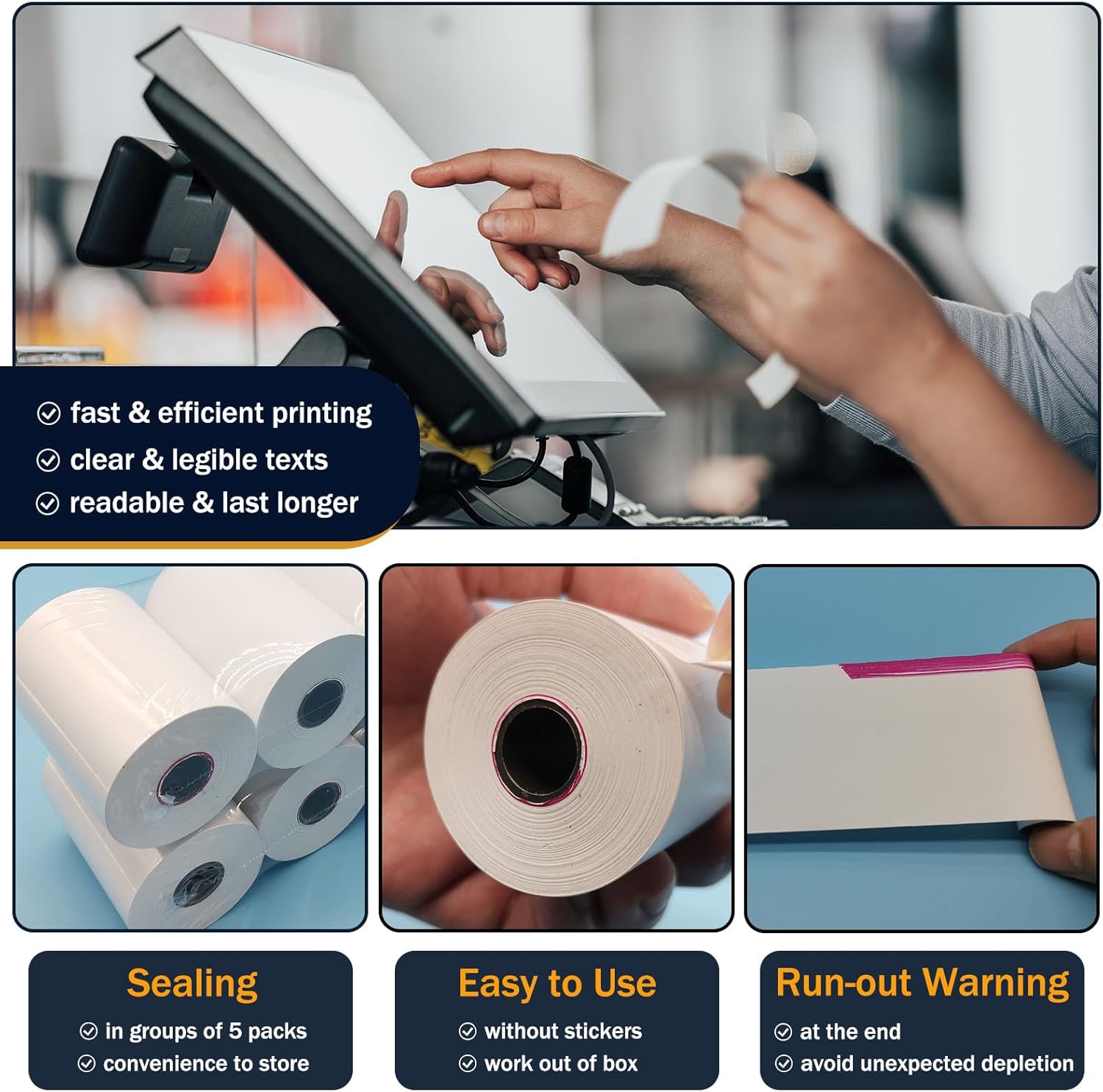 50 Ec-Cash Thermorollen 57x40x12mm – BPA-freie Bonrollen im Karton..