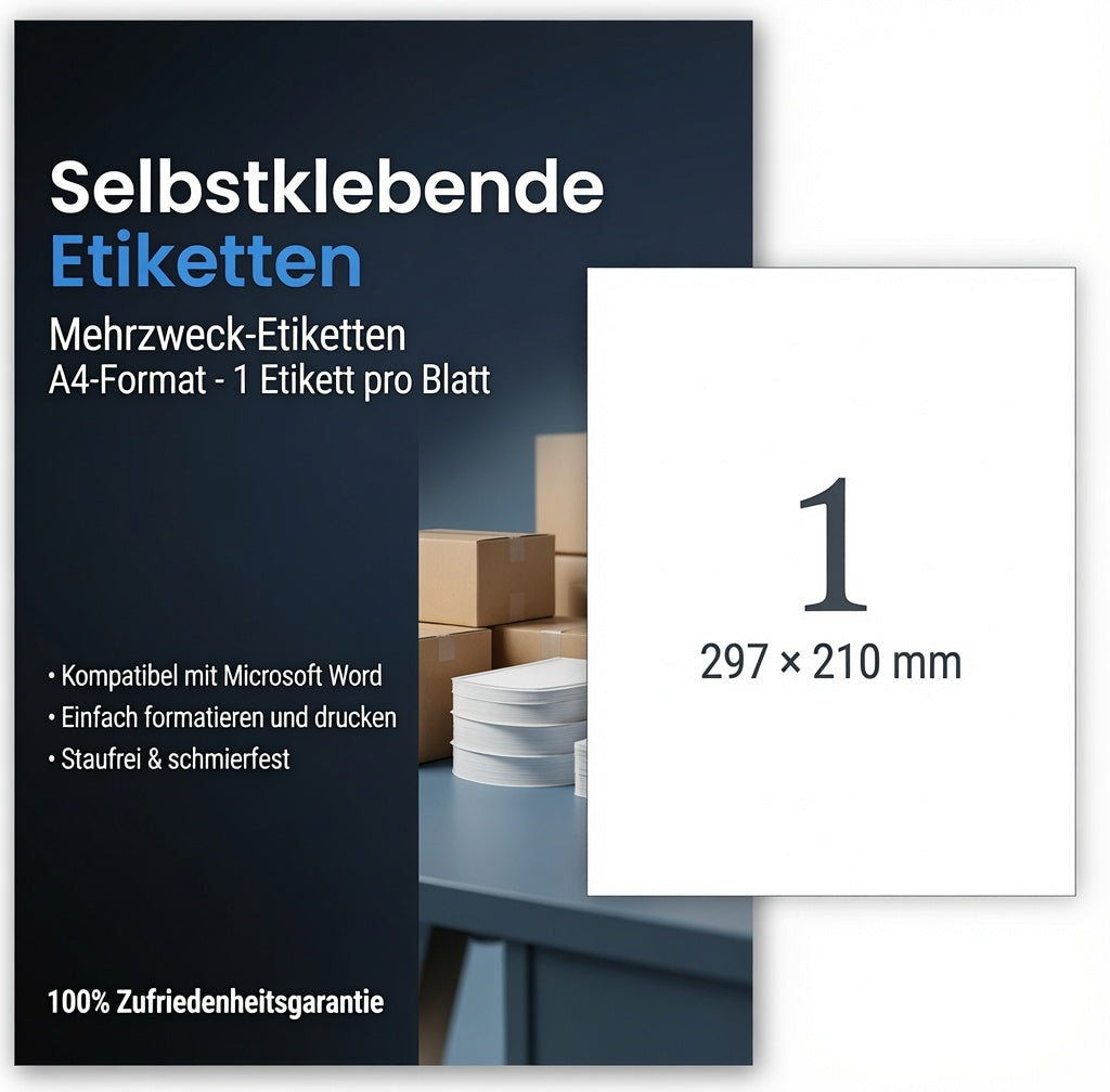 Morrent Aufkleberpapier A4 Matt – 100 Blatt (205 x 297 mm)