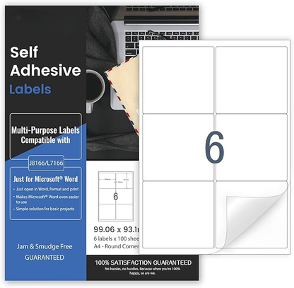 A4 Etiketten 210x297mm, 1/Blatt – 100 Bögen, weiß matt, Drucker-kompatibel