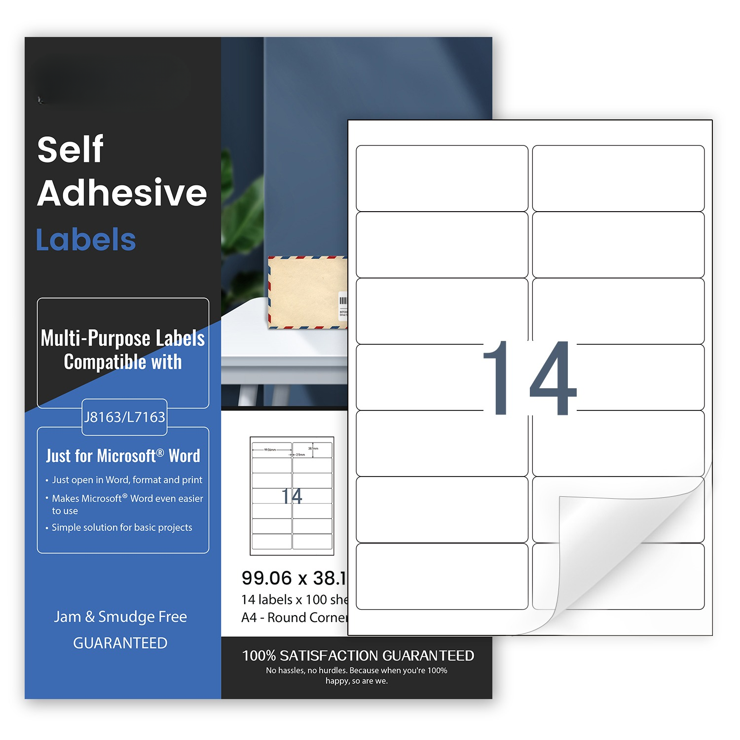 A4 Etiketten 210x297mm, 1/Blatt – 100 Bögen, weiß matt, Drucker-kompatibel