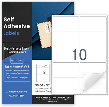 A4 Etiketten 210x297mm, 1/Blatt – 100 Bögen, weiß matt, Drucker-kompatibel