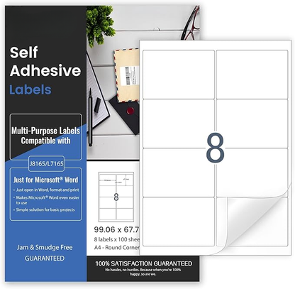 A4 Etiketten 210x297mm, 1/Blatt – 100 Bögen, weiß matt, Drucker-kompatibel