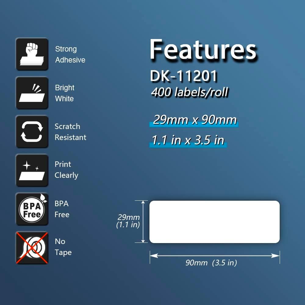 10x DK-11201 Etiketten 29x90mm, 4000 Stk. – Brother QL kompatibel