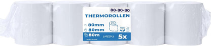 Thermorollen 80x80mm, 80m Länge, 5er Pack – BPA-frei