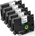 5er Pack 12mm TZe-231 kompatible Schriftbänder – Weiß auf Schwarz für Brother Labeldrucker
