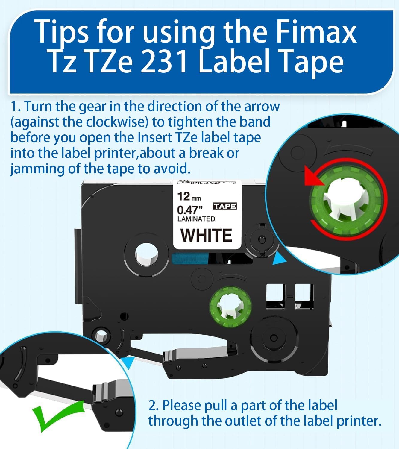 5er Pack 12mm TZe-231 kompatible Schriftbänder – Weiß auf Schwarz für Brother Labeldrucker