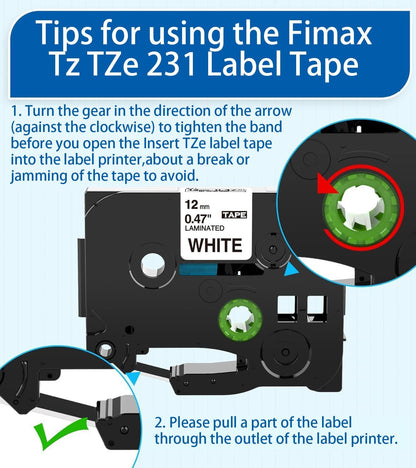 5er Pack 12mm TZe-231 kompatible Schriftbänder – Weiß auf Schwarz für Brother Labeldrucker